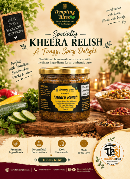 Homemade Kheera Relish cucumber relish by Tempting Bites